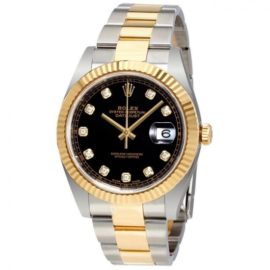 Rolex Datejust Diamante Negro Dial Acero/Oro Amarillo 18K Oyster 126303BKDO Replica Reloj - Haga un click en la imagen para cerrar