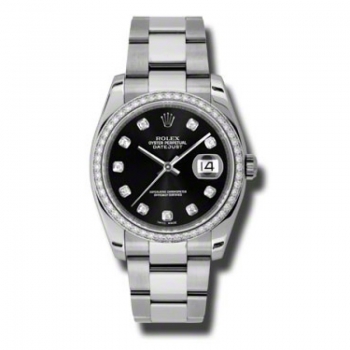Rolex Datejsut Negro Diamante Dial Negro Dial Con Diamantes 116244-BLKDDO Replica Reloj