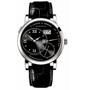 A Lange&Sohne Grand Lange 1 Luminous 115.028 (WG/ Negro/Cuero) Replica Reloj