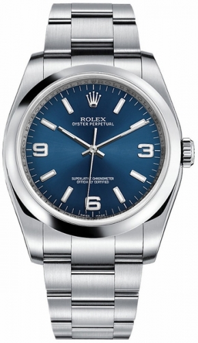 Rolex Oyster Perpetual Azul Dial Hombres Automatic 116000-BLUADO Replica Reloj