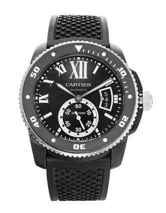 Calibre De Cartier Diver Automatic Negro Dial Negro Rubber Divers De Los Hombres WSCA0006 Replica Reloj