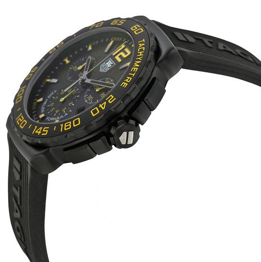 TAG Heuer Formula 1 Chronograph Negro y amarillo Dial Caucho negro CAU111EFT6024 Replica Reloj - Haga un click en la imagen para cerrar
