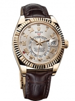 Rolex Sky Dweller Amarillo Oro Silver Sunray Marcar 326138 Replica Reloj