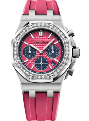 Replica de reloj Audemars Piguet Royal Oak OffShore 26231 Lady Cronografo de acero inoxidable con diamantes rosas