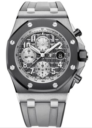 Replica de reloj Audemars Piguet Royal Oak Offshore 26470 de caucho gris titanio