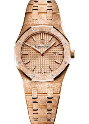 Replica de reloj Audemars Piguet Royal Oak 67653 de cuarzo esmerilado en oro rosa y pulsera rosa
